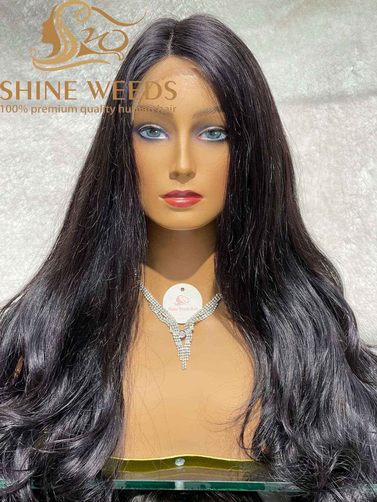 1253A Natural Hair wig Wavy Medium Long