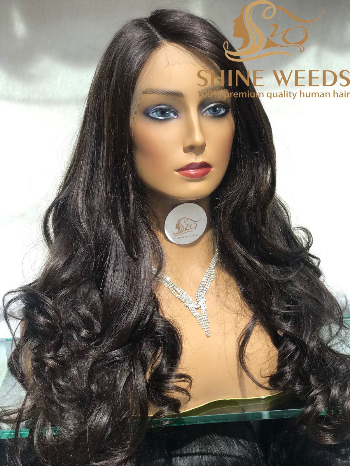 1253A Natural Hair wig Wavy Medium Long