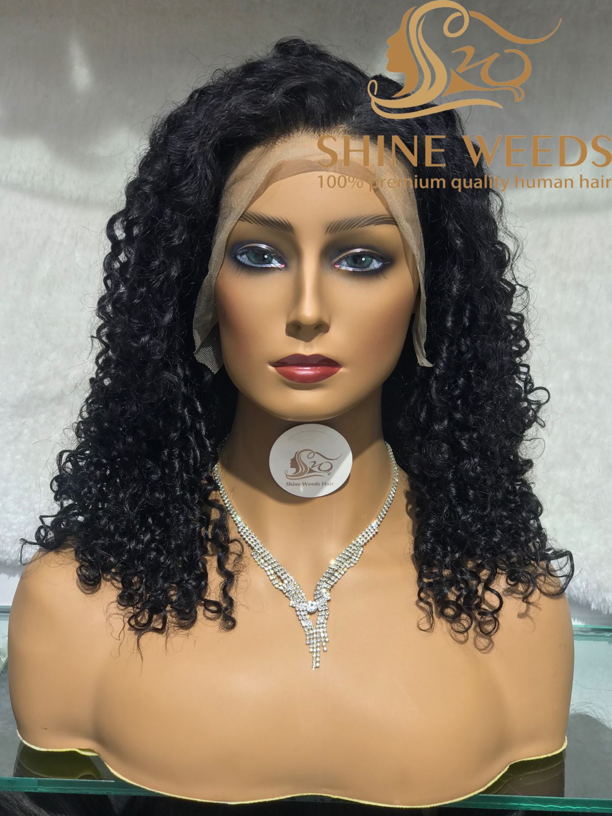 Medium Long 18'' Curly Frontal Wigs MY