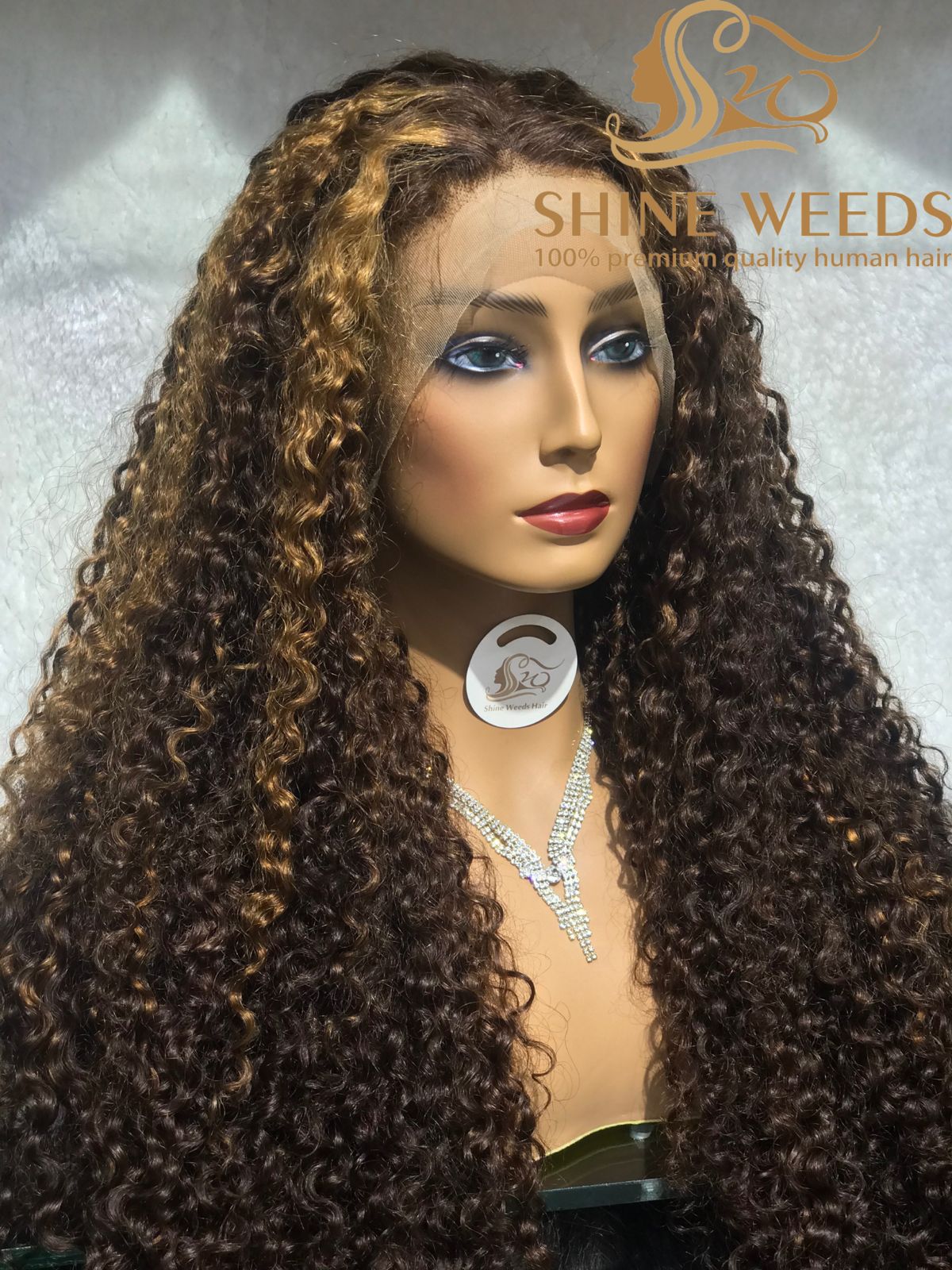Long 30'' Jerry Curly Frontal Wig Piano Color 2302 Model