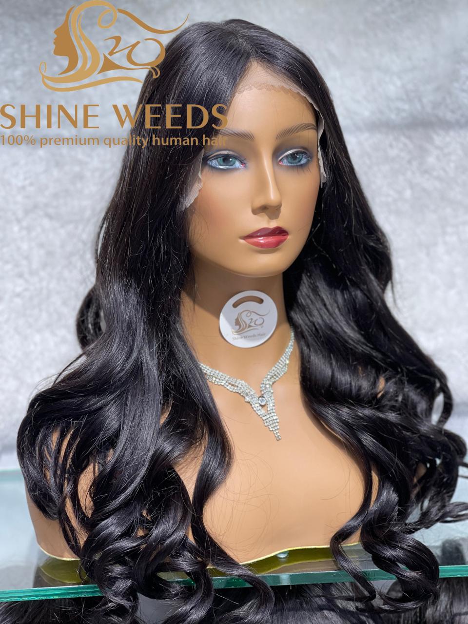 Medium Long Wig Natural Hair 20'' Wave dark brown Model 9179