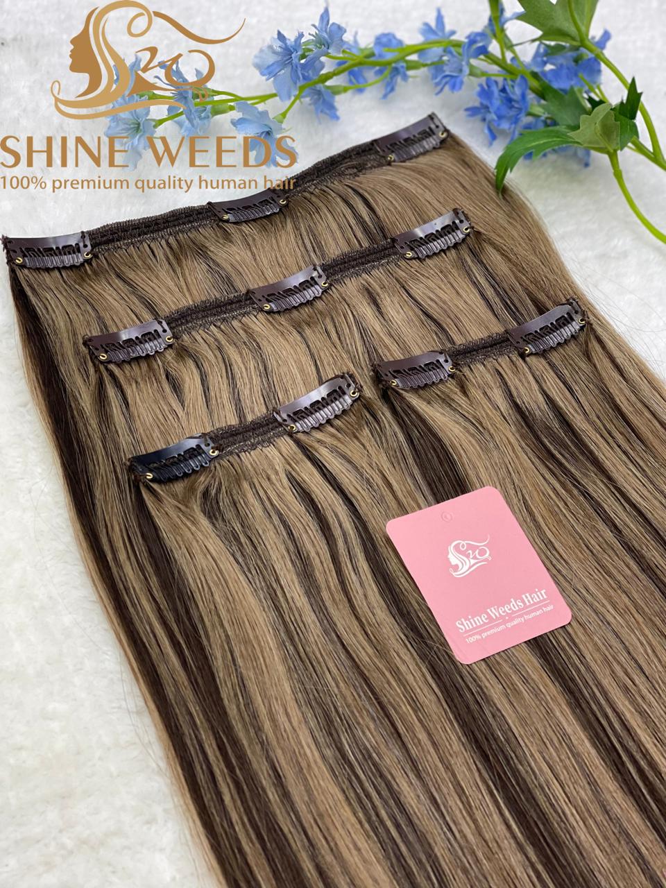 Clip Hair Extension 200g Natural Hair High light color Customized