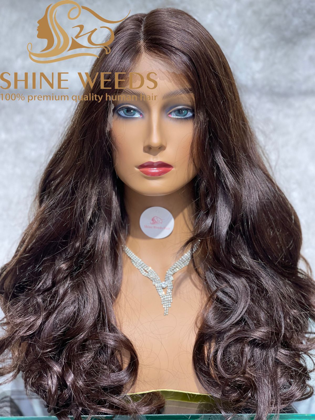 1253A Natural Hair wig Wavy Medium Long