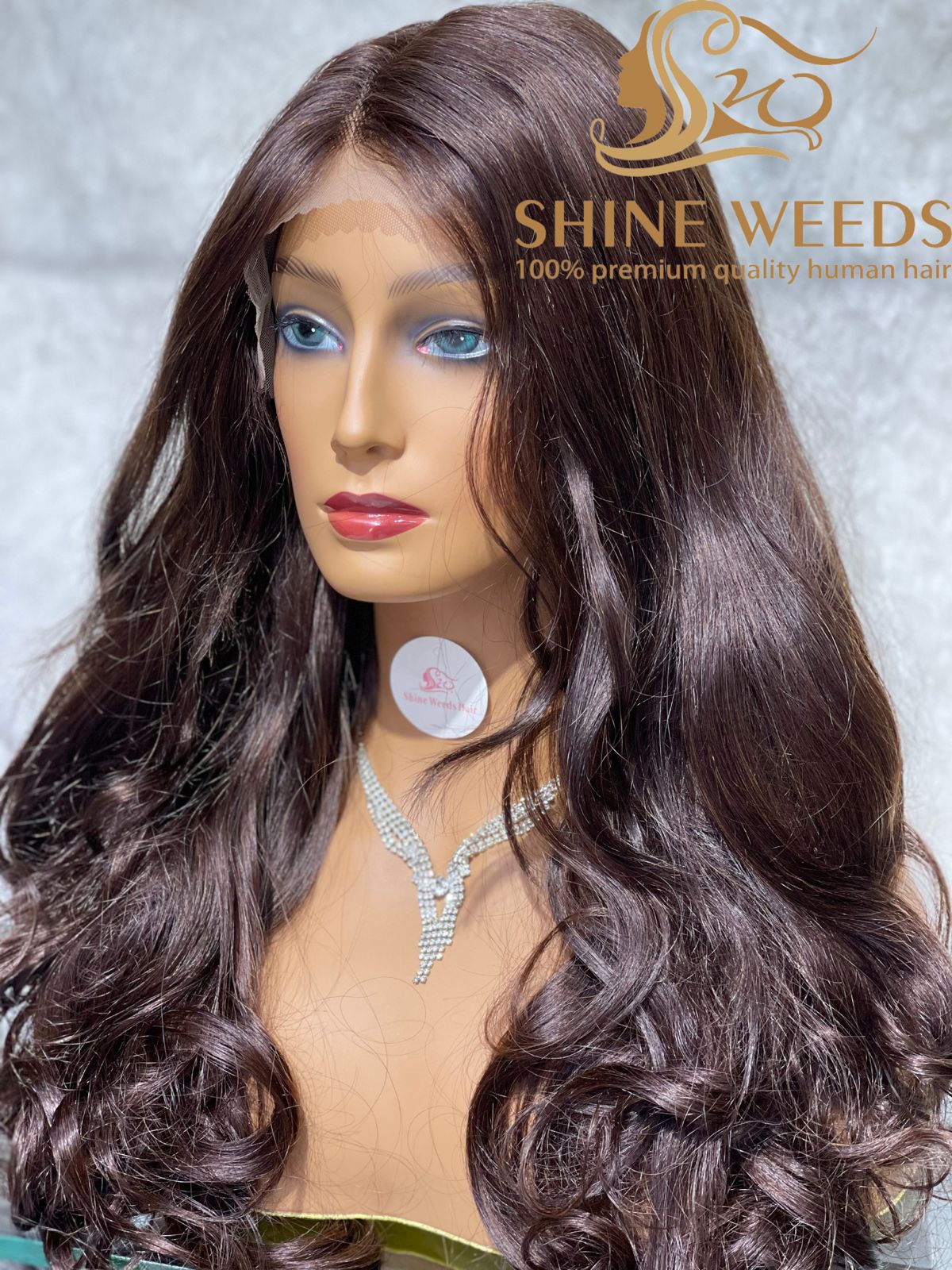 1253A Natural Hair wig Wavy Medium Long