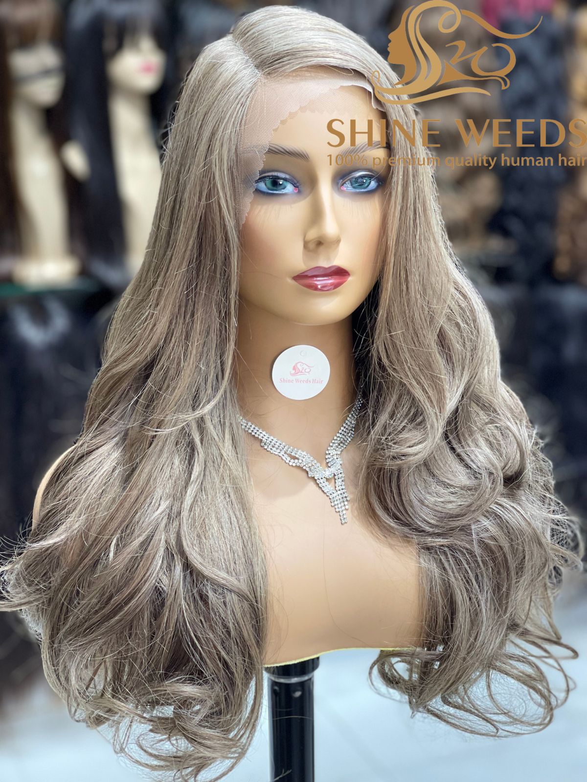 1253A Natural Hair wig Wavy Medium Long