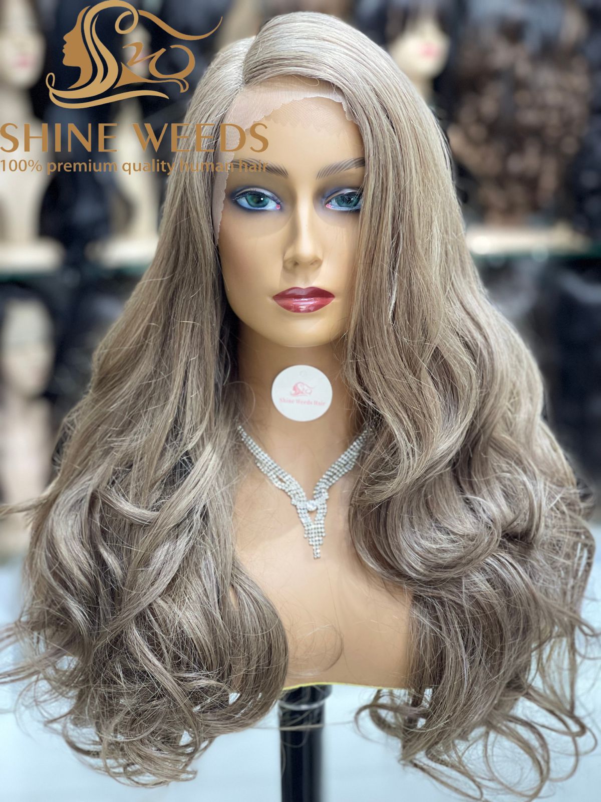 1253A Natural Hair wig Wavy Medium Long