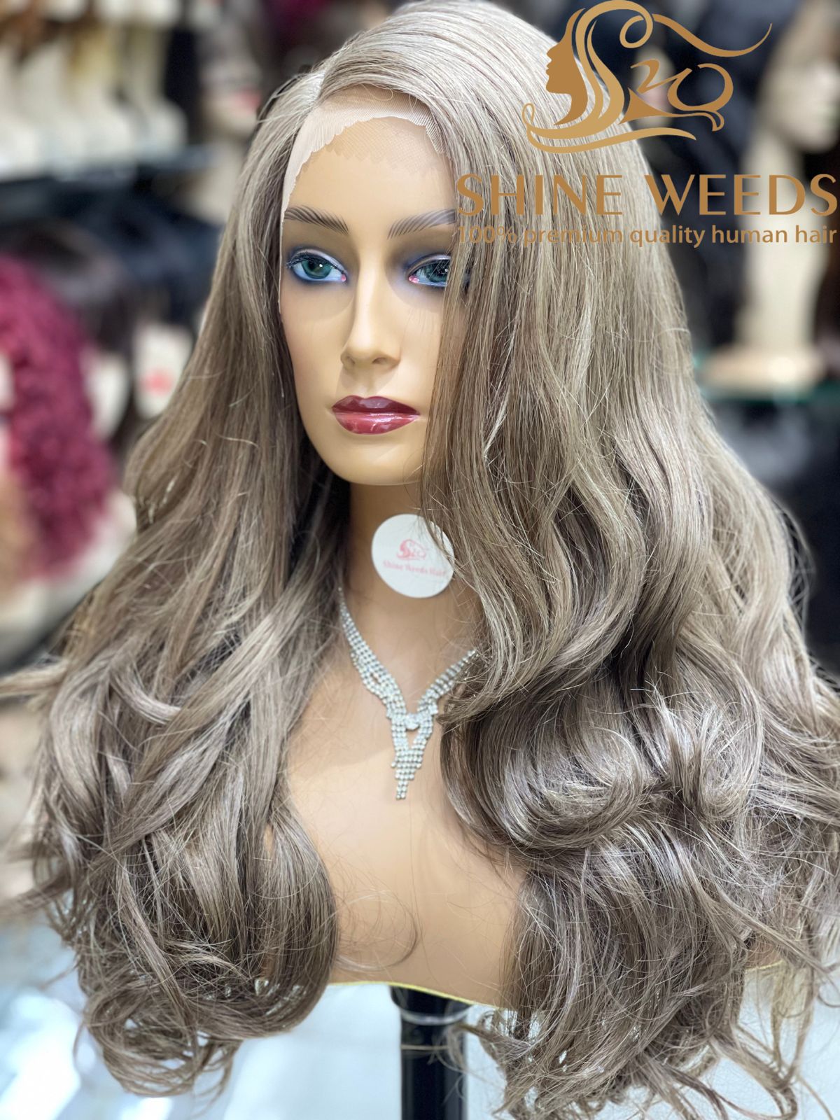 1253A Natural Hair wig Wavy Medium Long