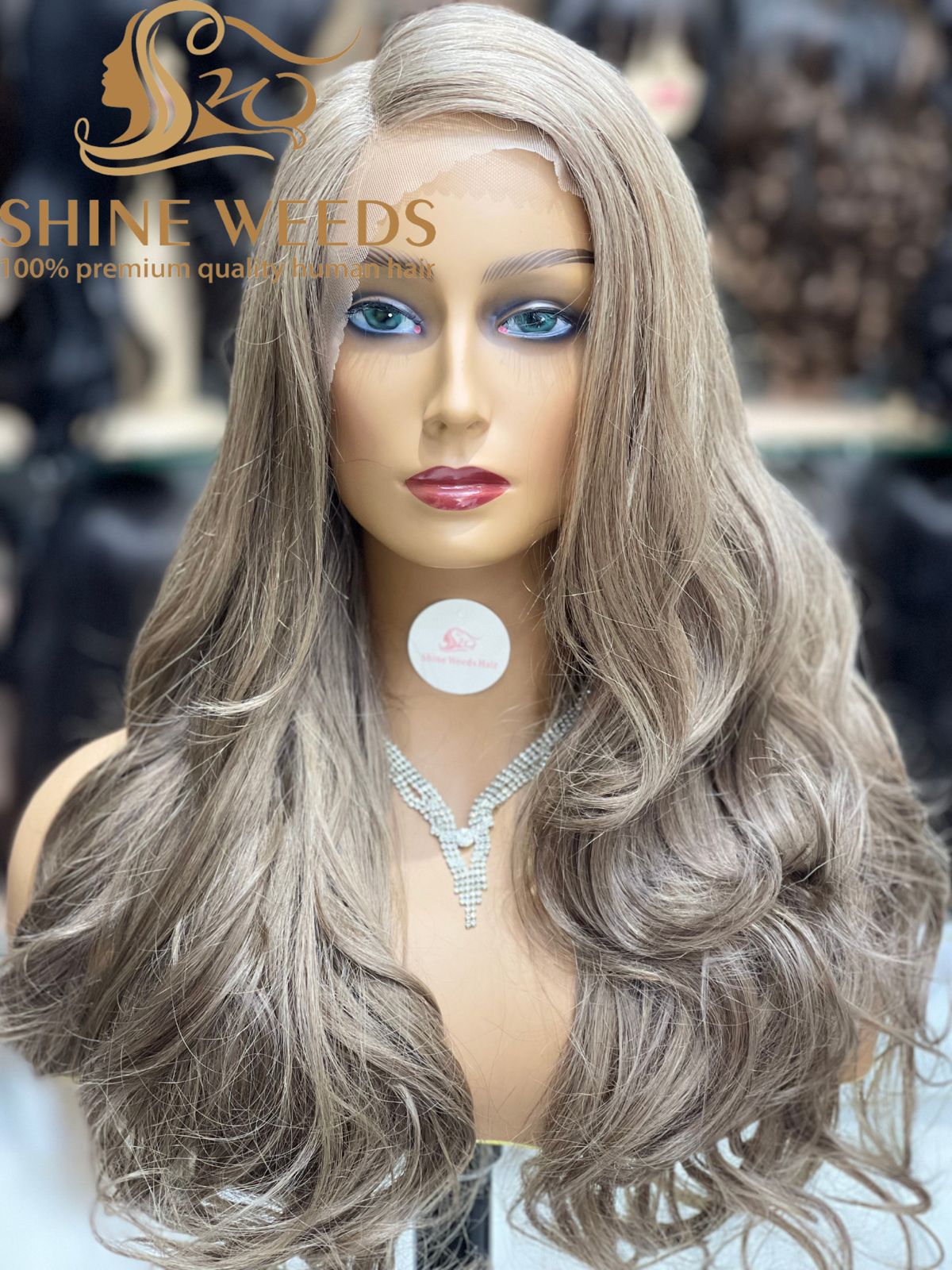 1253A Natural Hair wig Wavy Medium Long