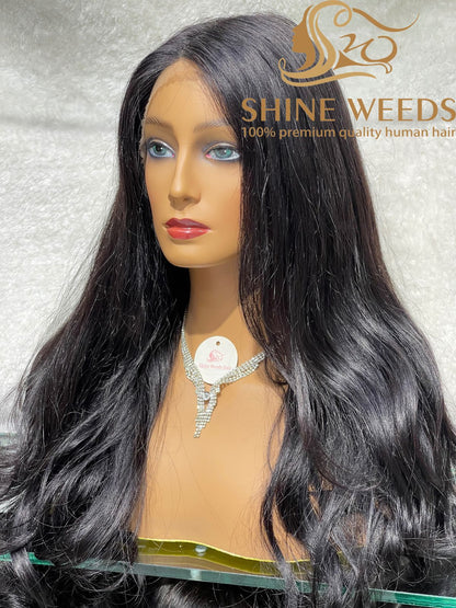 1253A Natural Hair wig Wavy Medium Long
