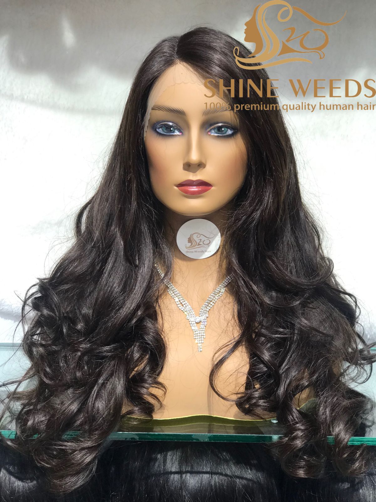 1253A Natural Hair wig Wavy Medium Long