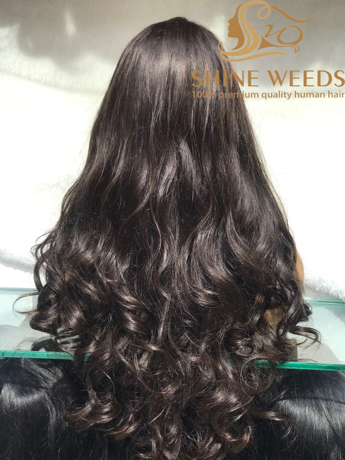 1253A Natural Hair wig Wavy Medium Long