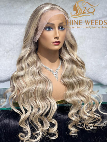 100% Natural Human Hair Wig P6/613# Embre Color 30 inch