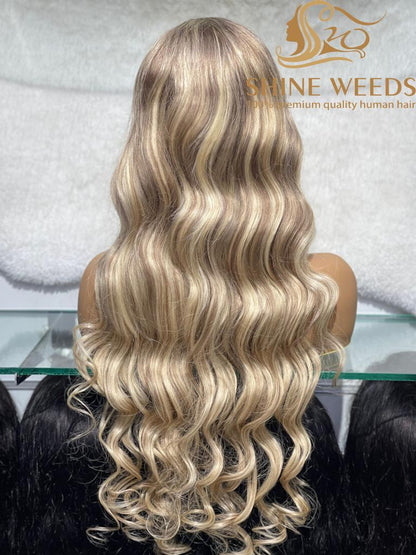 100% Natural Human Hair Wig P6/613# Embre Color 30 inch