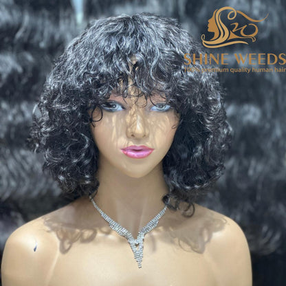 Short Wigs with Bangs African Fashion Natural Hair Wigs Mc