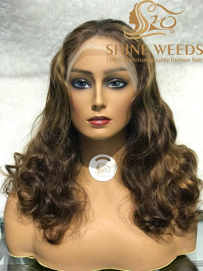 Medium Long 20 Inch Wavy African Frontal Wigs High density MK