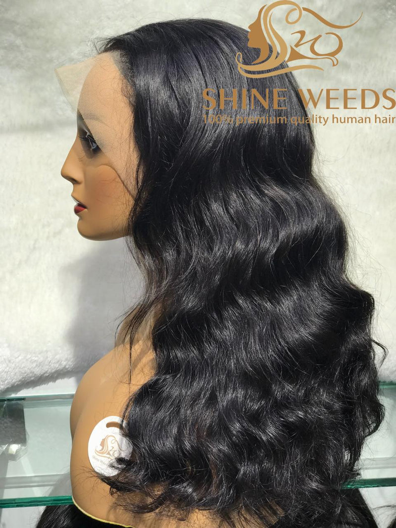 Medium Long 20 Inch Wavy African Frontal Wigs High density MK
