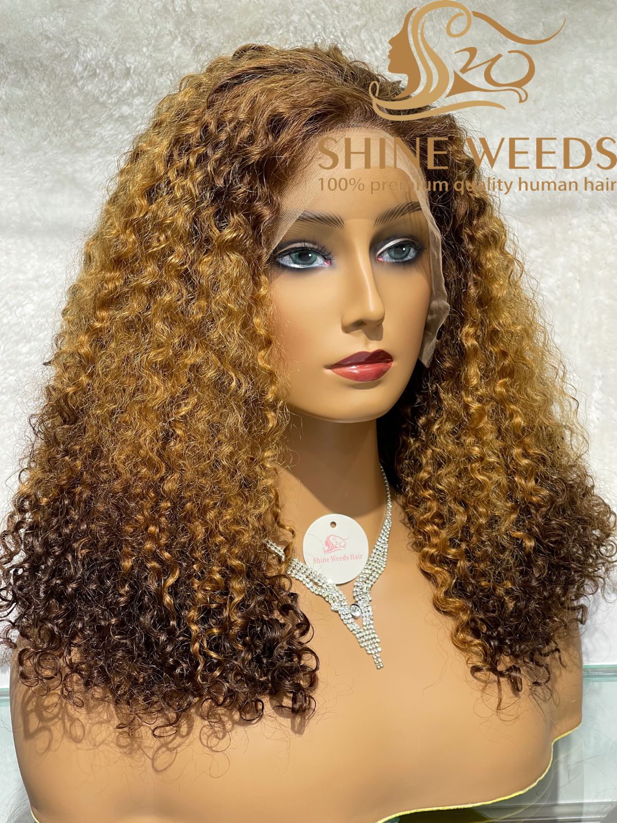 Medium Long 18'' Curly Frontal Wigs MY