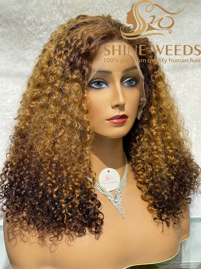 Medium Long 18'' Curly Frontal Wigs MY