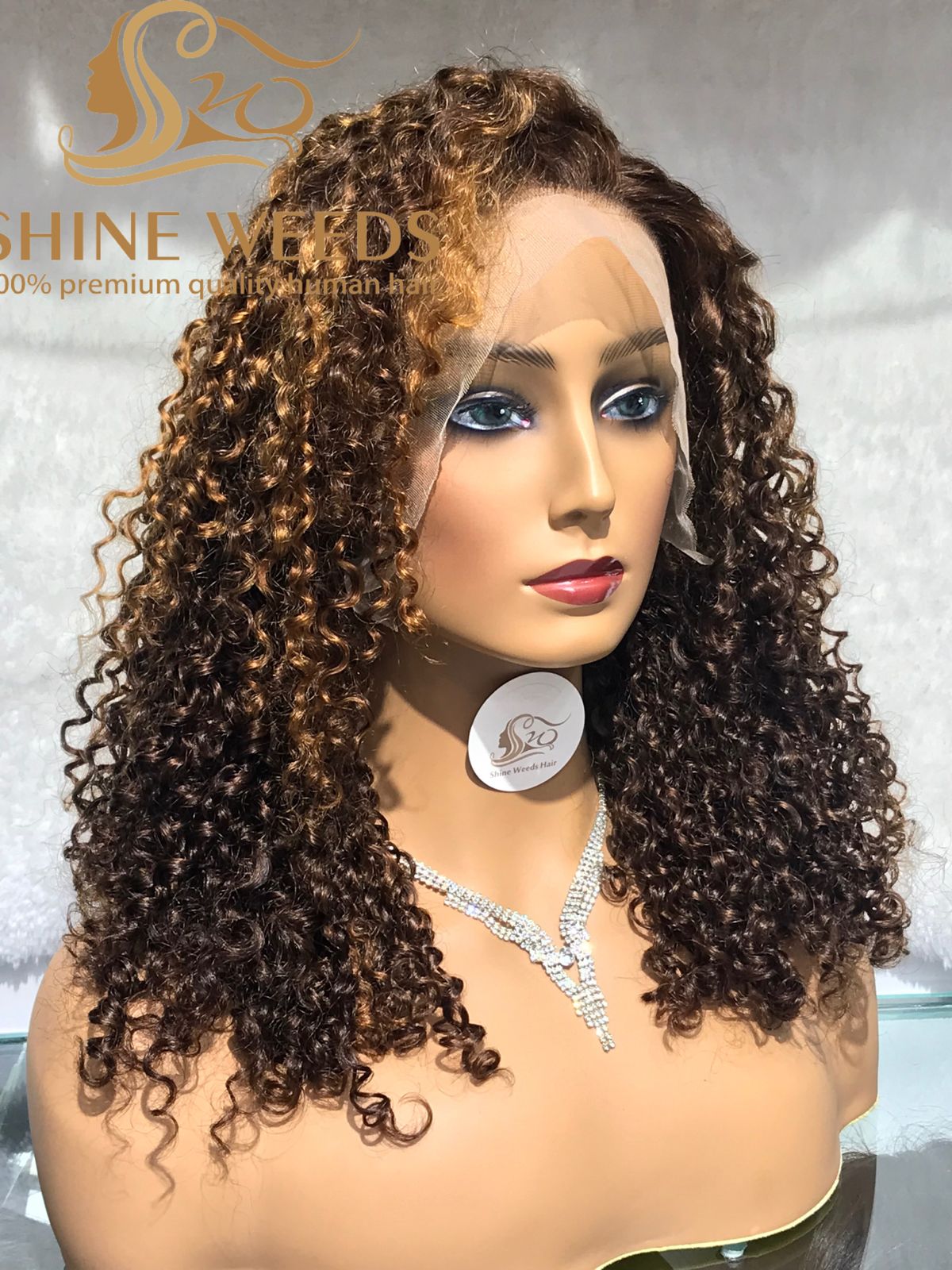 Medium Long 18'' Curly Frontal Wigs MY