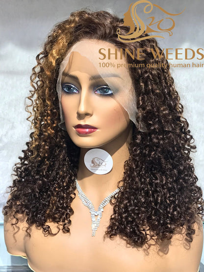 Medium Long 18'' Curly Frontal Wigs MY