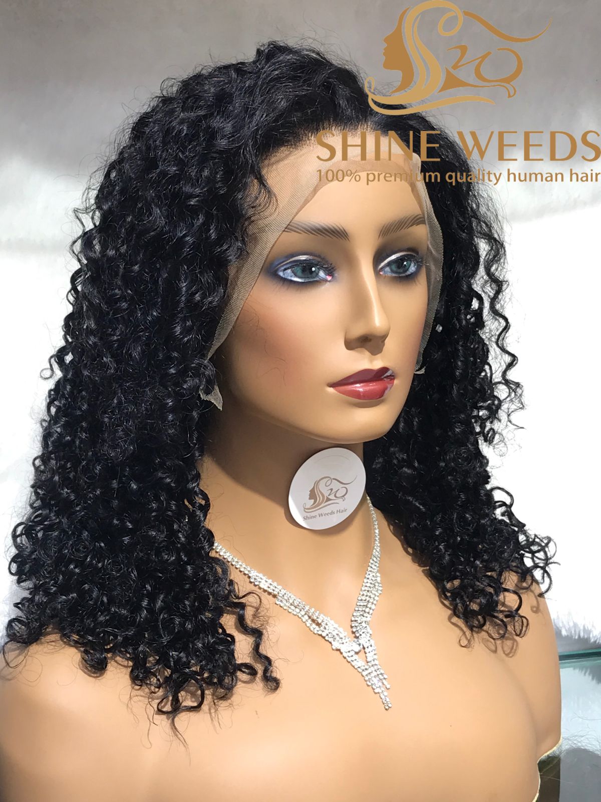 Medium Long 18'' Curly Frontal Wigs MY