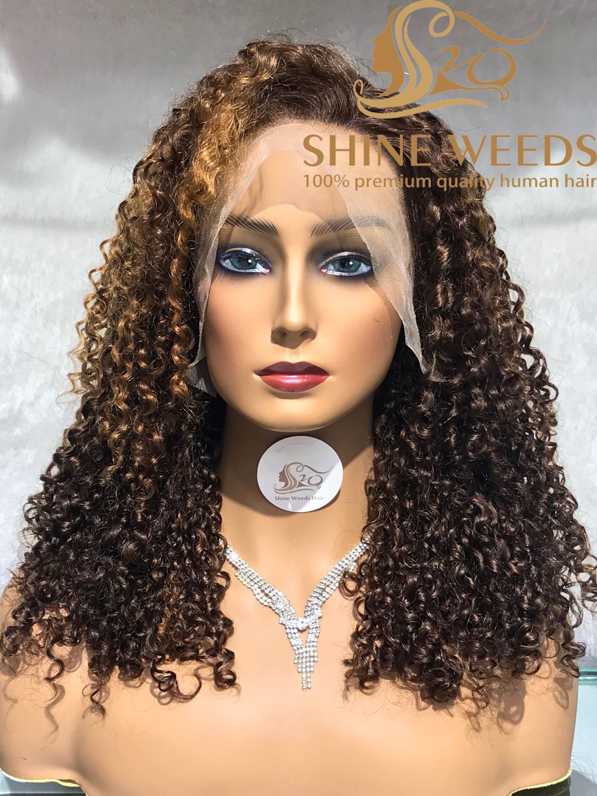 Medium Long 18'' Curly Frontal Wigs MY