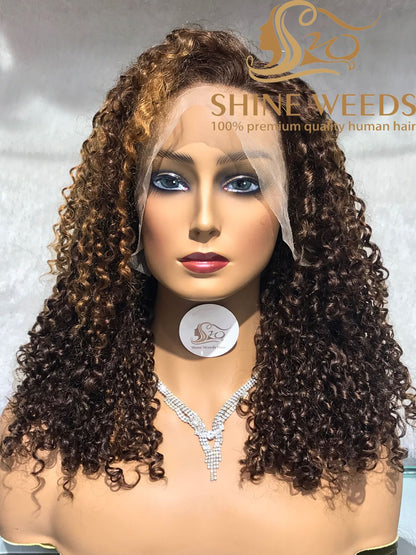Medium Long 18'' Curly Frontal Wigs MY