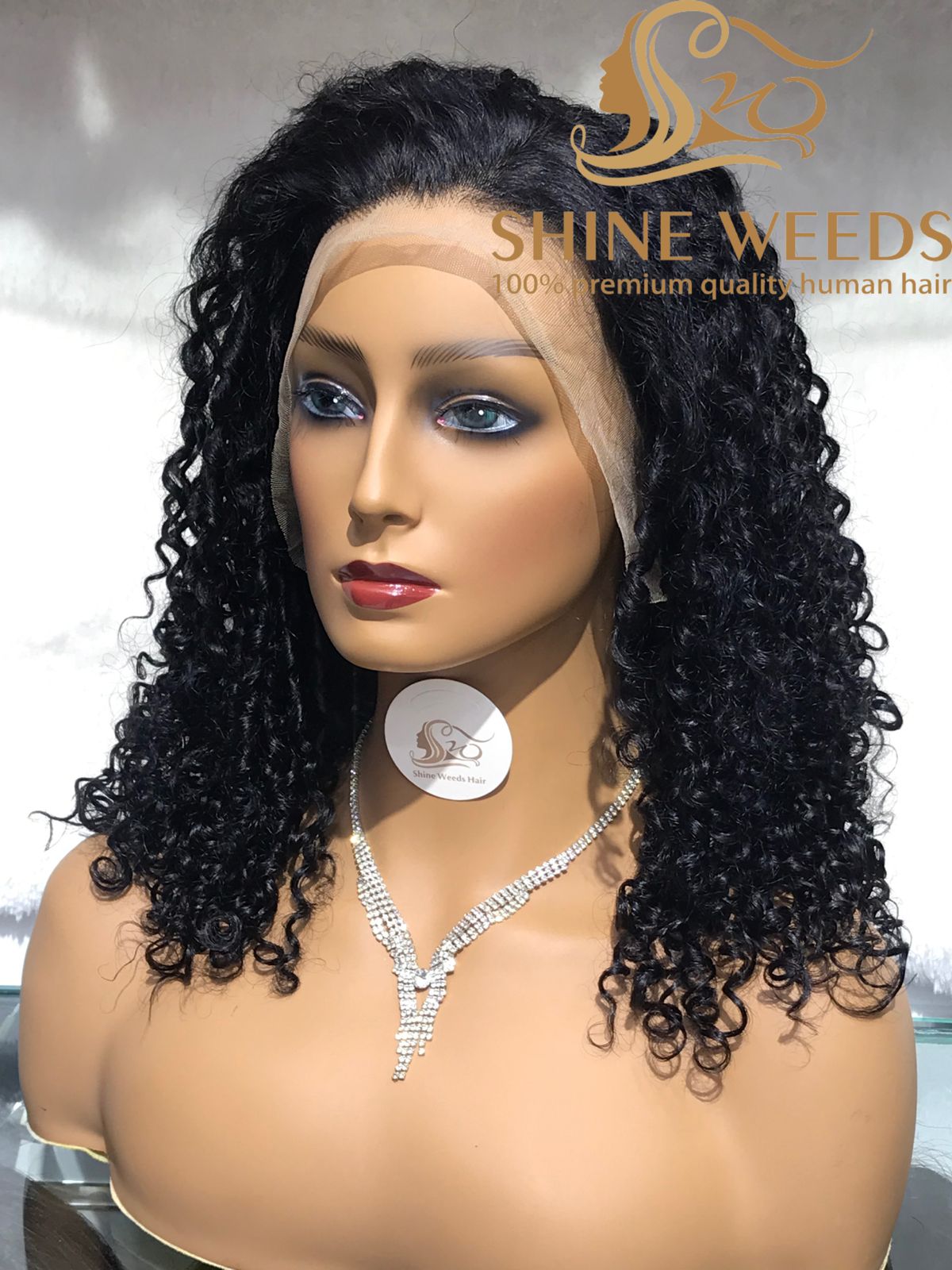 Medium Long 18'' Curly Frontal Wigs MY