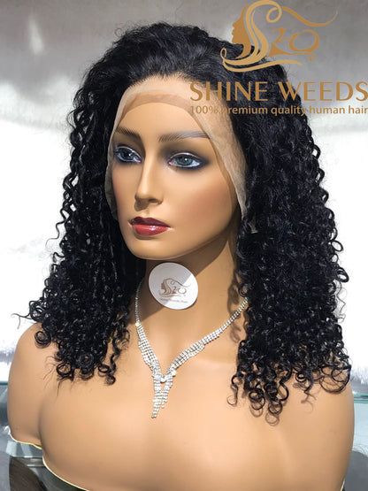 Medium Long 18'' Curly Frontal Wigs MY