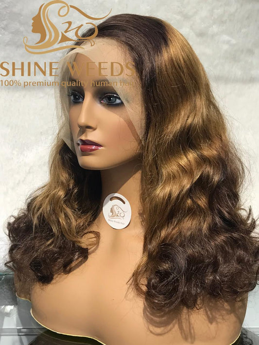 Medium Long 20 Inch Wavy African Frontal Wigs High density MK