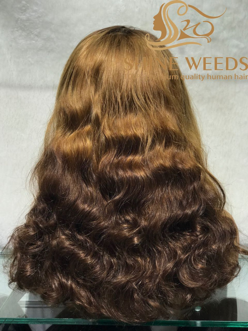 Medium Long 20 Inch Wavy African Frontal Wigs High density MK