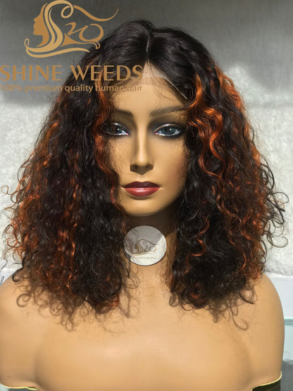 Short Curly Wigs 4*4 t part Front Natural hair wigs