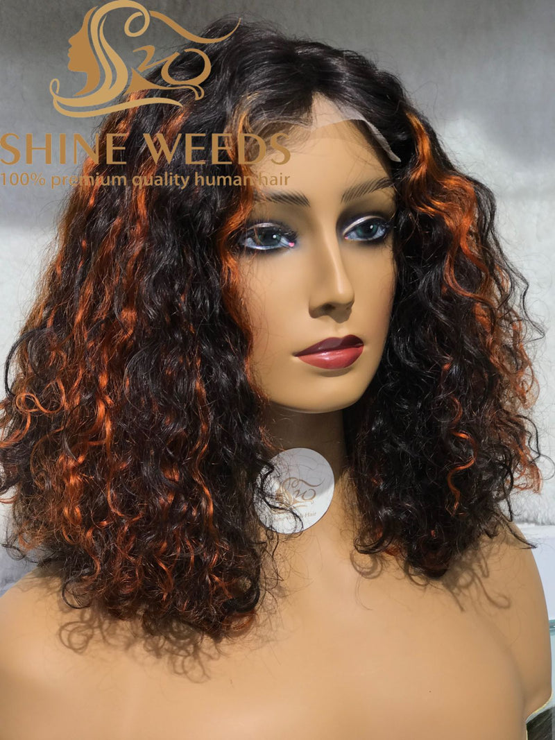 Short Curly Wigs 4*4 t part Front Natural hair wigs