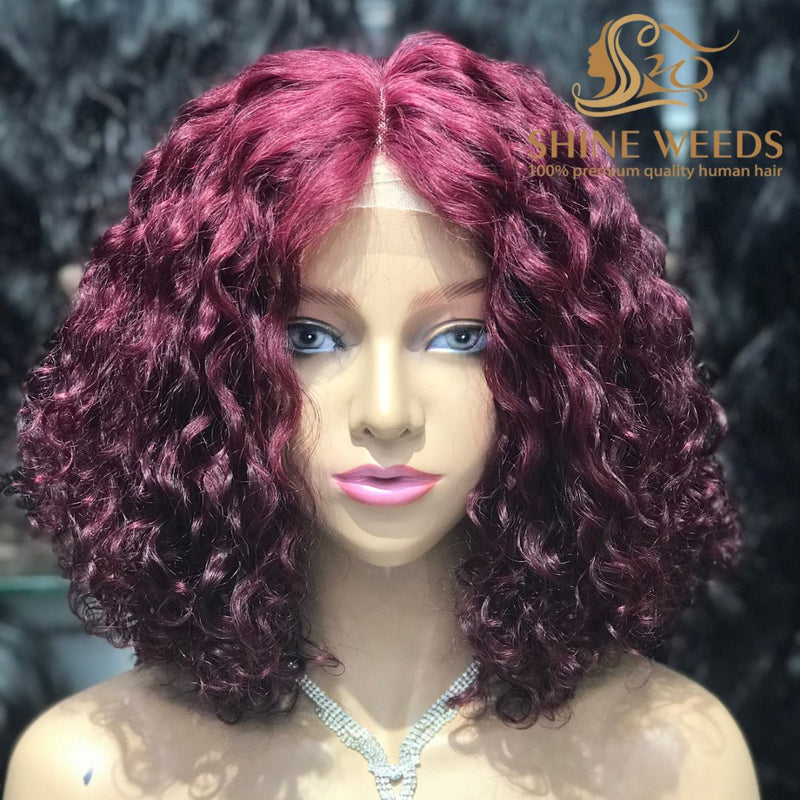 Short Curly Wigs 4*4 t part Front Natural hair wigs