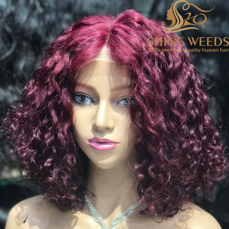 Short Curly Wigs 4*4 t part Front Natural hair wigs