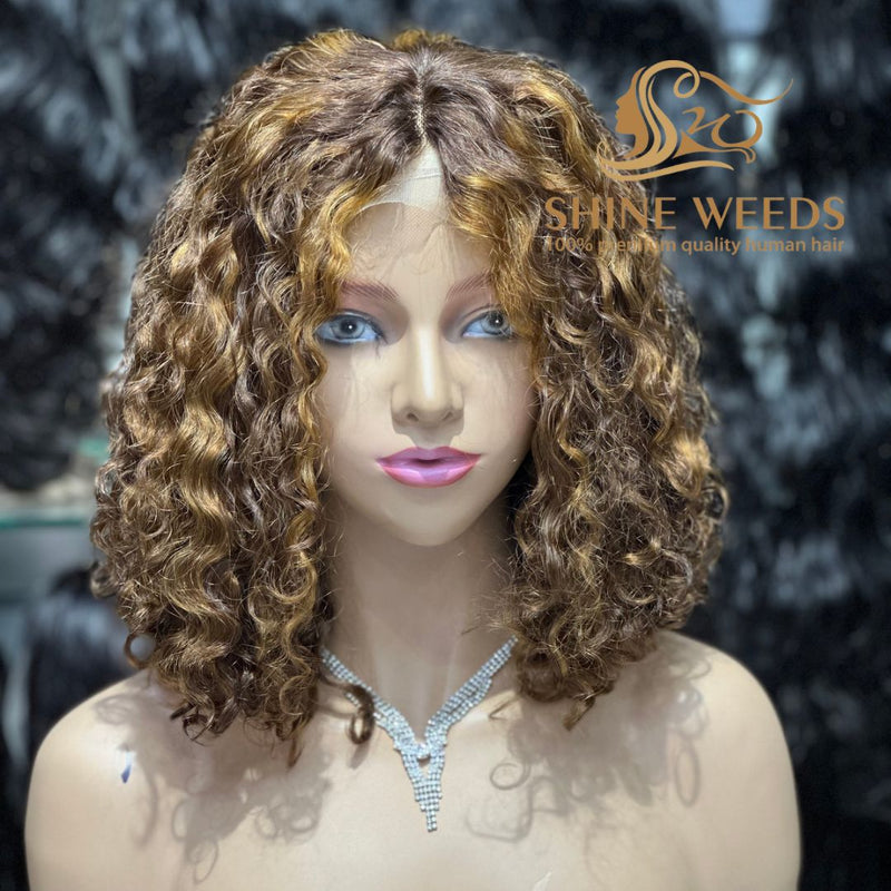 Short Curly Wigs 4*4 t part Front Natural hair wigs