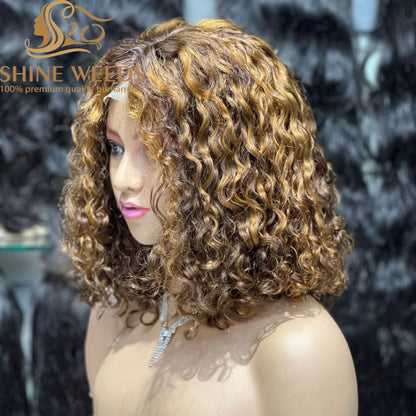 Short Curly Wigs 4*4 t part Front Natural hair wigs