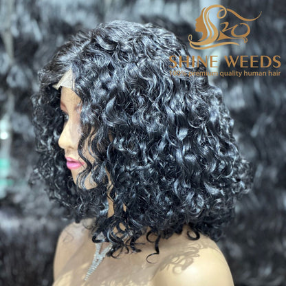Short Curly Wigs 4*4 t part Front Natural hair wigs