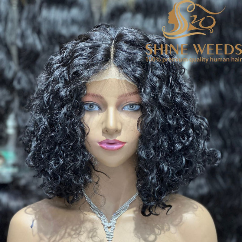 Short Curly Wigs 4*4 t part Front Natural hair wigs