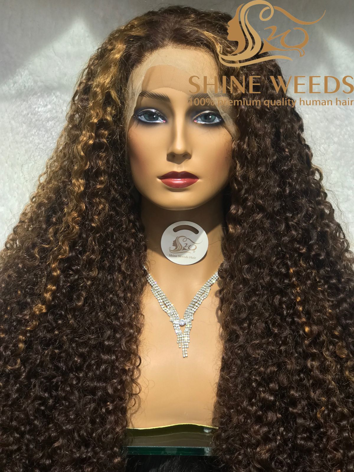 Long 30'' Jerry Curly Frontal Wig Piano Color 2302 Model