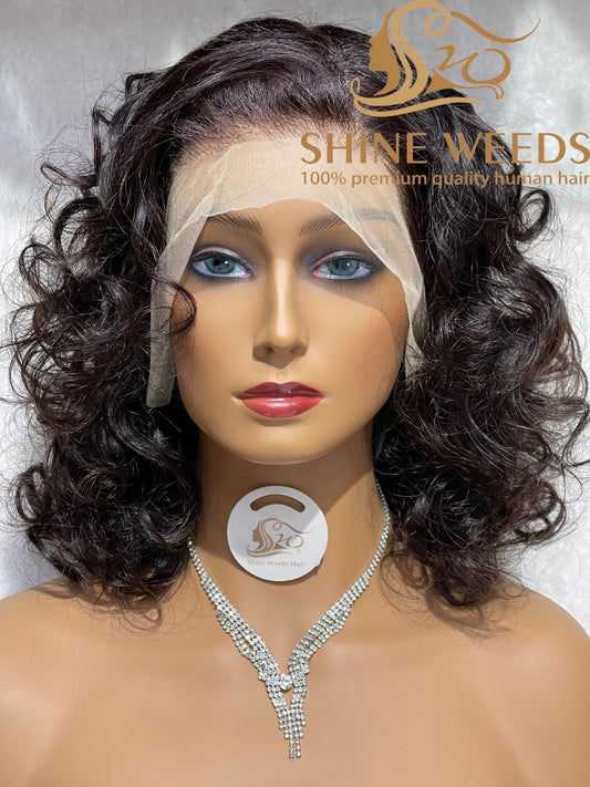 Short 13*4 Frontal Wig Wave French Style Natural Hair wig Model MQ