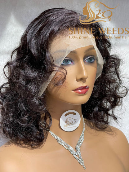 Short 13*4 Frontal Wig Wave French Style Natural Hair wig Model MQ