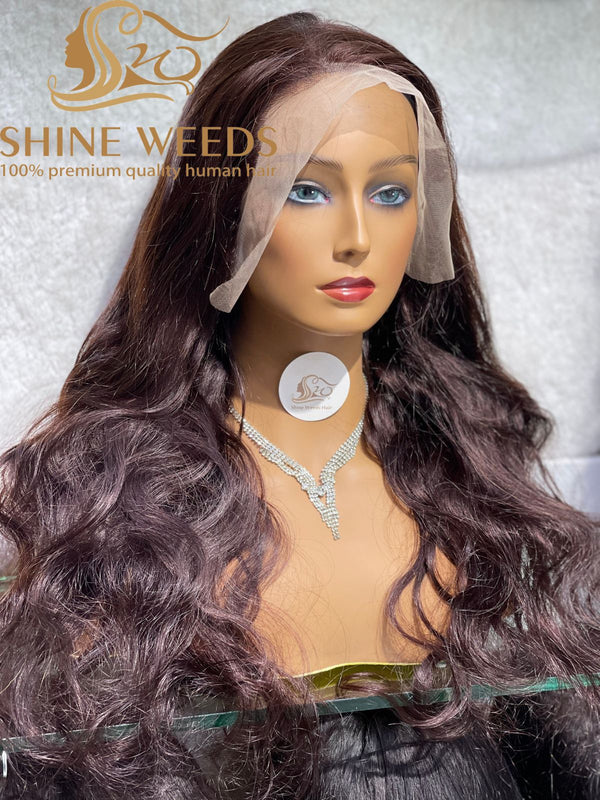 13*4 Frontal Natural hair wig dark brown 2# 24'' CB Lace wig