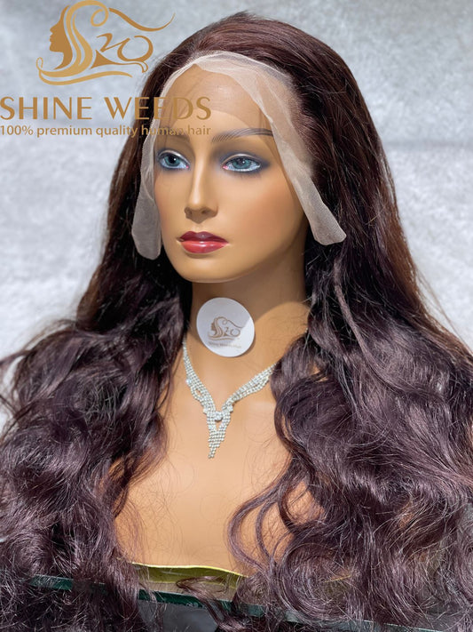 13*4 Frontal Natural hair wig dark brown 2# 24'' CB Lace wig