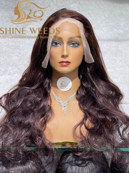 13*4 Frontal Natural hair wig dark brown 2# 24'' CB Lace wig