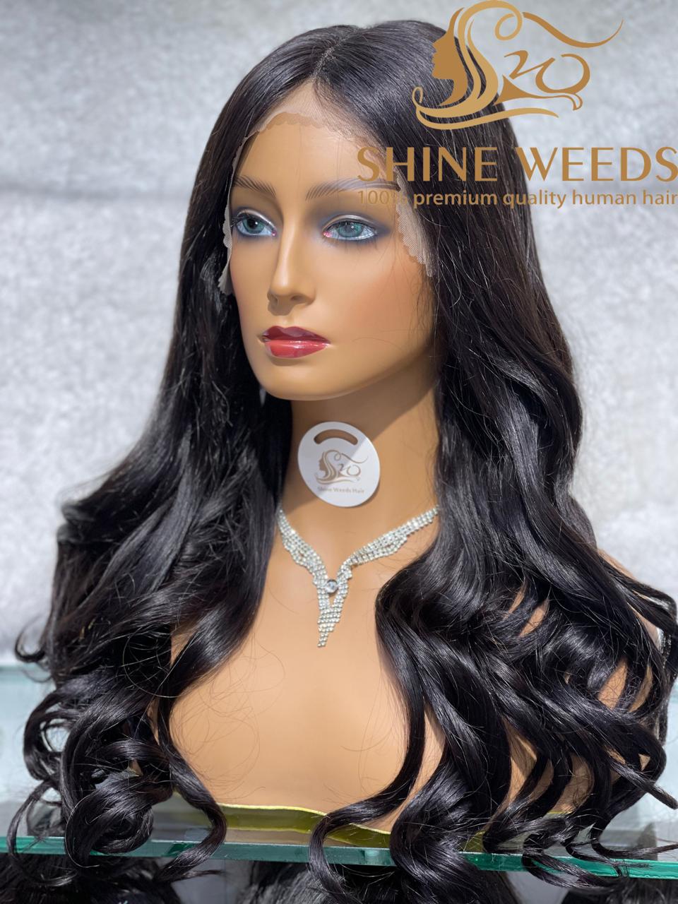 Medium Long Wig Natural Hair 20'' Wave dark brown Model 9179
