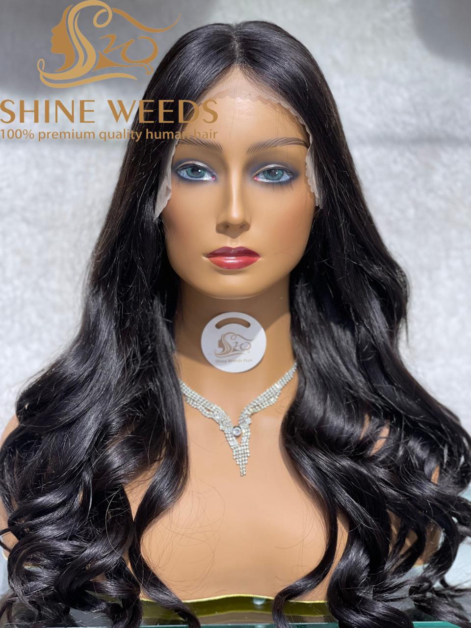 Medium Long Wig Natural Hair 20'' Wave dark brown Model 9179