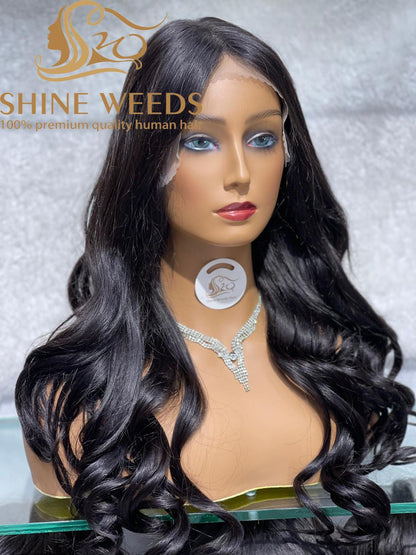 Medium Long Wig Natural Hair 20'' Wave dark brown Model 9179