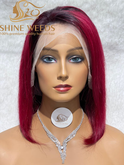 Short BoB Wig 12'' T1B/99J Natural Hair Wig