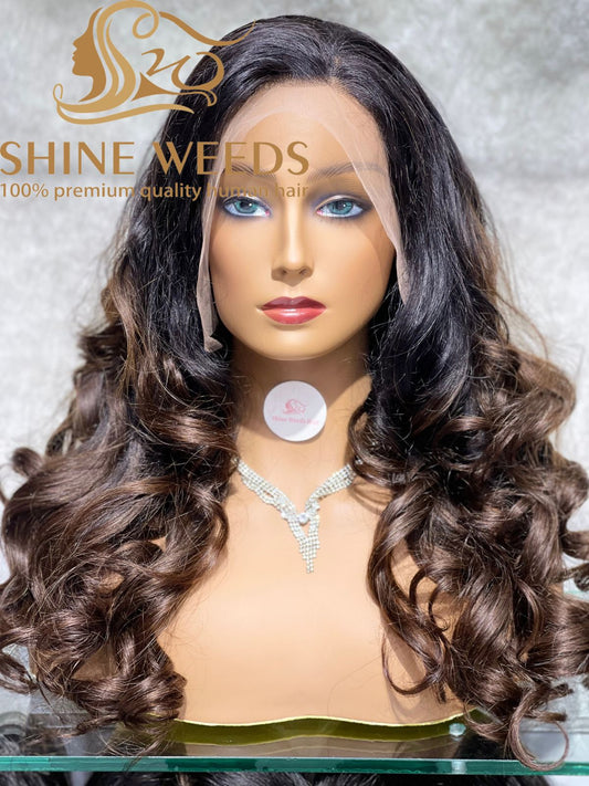 Medium Long Loose Wave Ombre 1B/4# Color Natural Hair 20inch